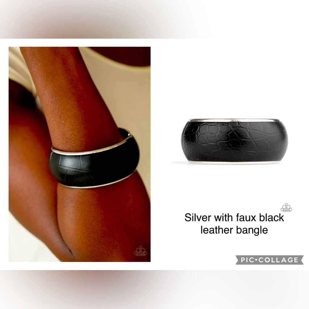 Urban Jungle Faux - Black Leather Bangle
